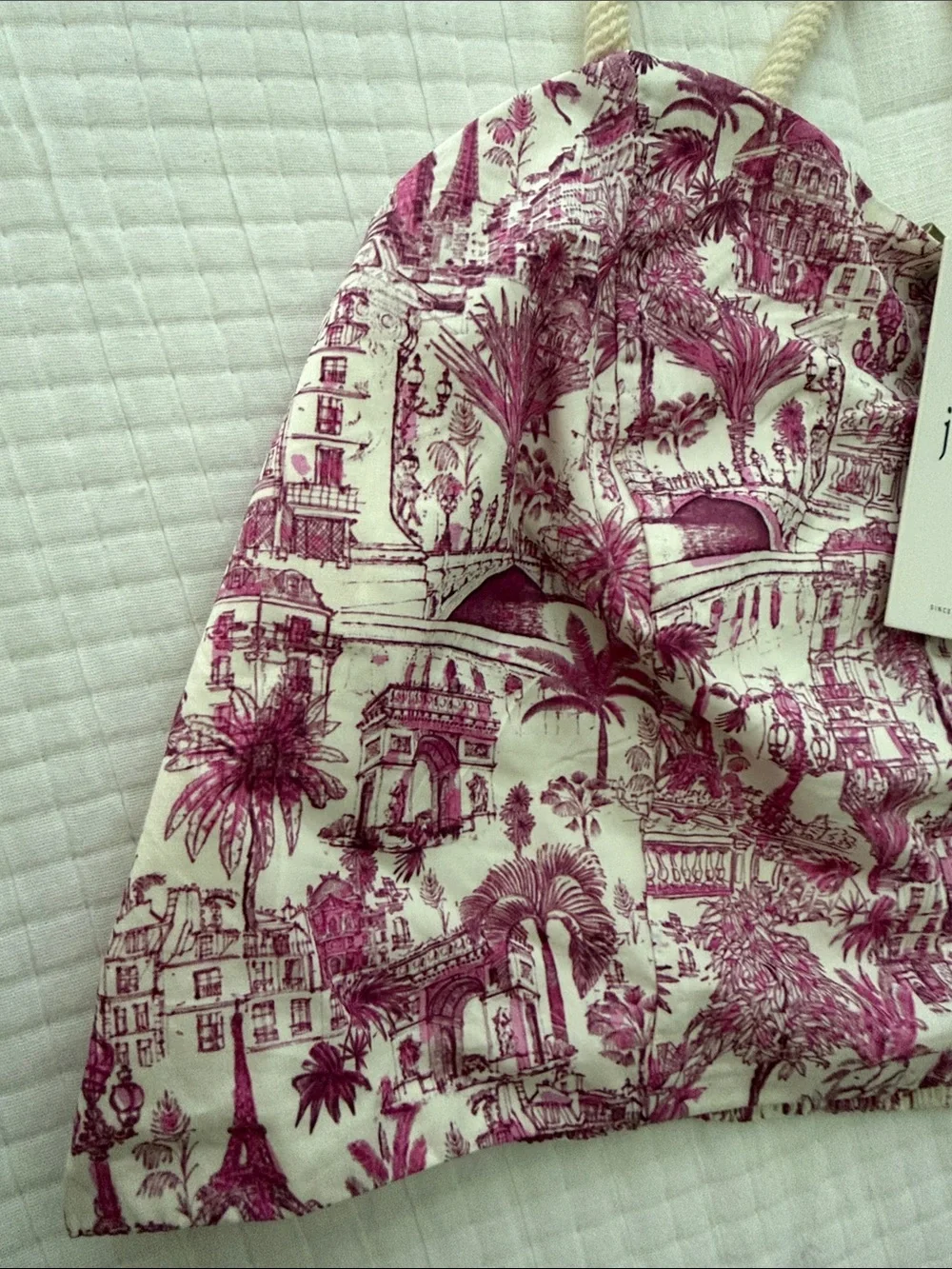Joie Pink and White Toile Smocked Skirt Set